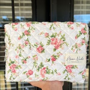 Moon Nude quilted floral makeup bag